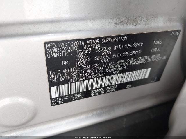 2021 TOYOTA VENZA JTEAAAAH0MJ022961 Photo 8