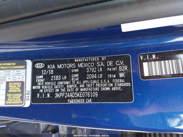 KIA Forte Lxs 2019 3KPF24AD5KE076109 Image 9