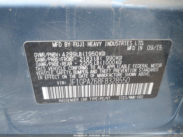 JF1GPAZ68F8328550 Subaru Impreza 2.0i Sport Limited
