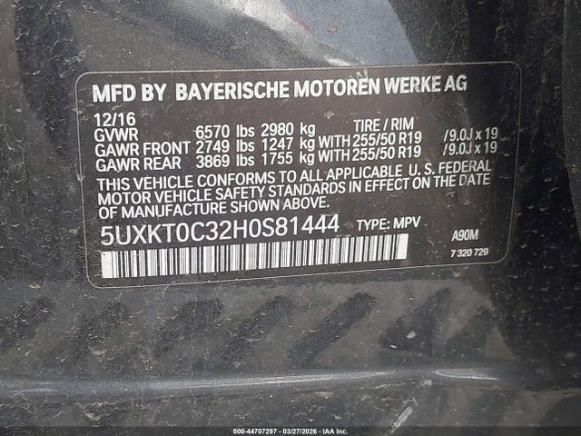 44707297 :رقم المزاد ، 5UXKT0C32H0S81444 vin ، 2017 Bmw X5 Edrive Xdrive40e Iperformance مزاد بيع