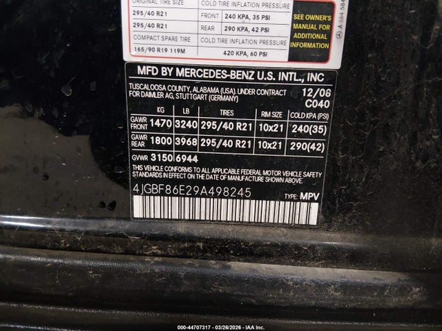 Продаж на аукціоні авто 2009 Mercedes-benz Gl 550 4matic, vin: 4JGBF86E29A498245, номер лоту: 44707317