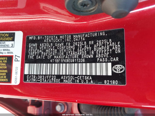 2014 TOYOTA CAMRY 4T1BF1FK8EU811336 Photo 8