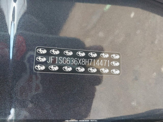 44707322 :رقم المزاد ، JF1SG636X8H714471 vin ، 2008 Subaru Forester 2.5x مزاد بيع