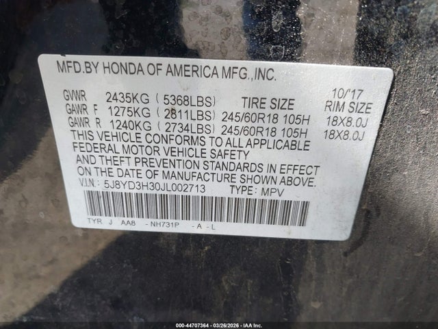 5J8YD3H30JL002713 Acura MDX