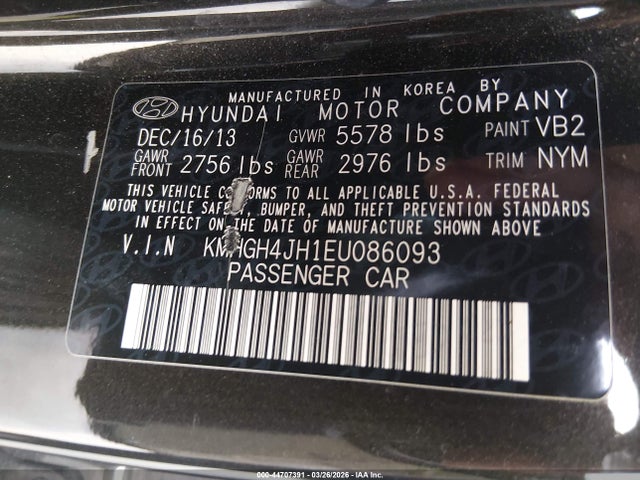 Продажа на аукционе авто 2014 Hyundai Equus Ultimate, vin: KMHGH4JH1EU086093, номер лота: 44707391