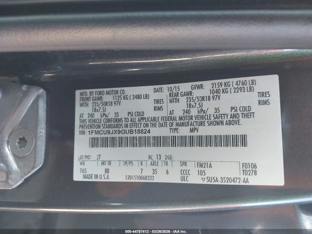 2016 FORD ESCAPE 1FMCU9JX9GUB18824 Photo 8