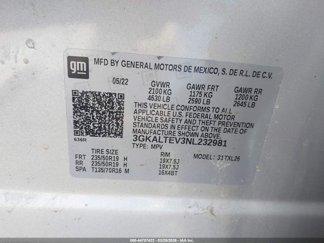 3GKALTEV3NL232981 GMC Terrain Awd Sle