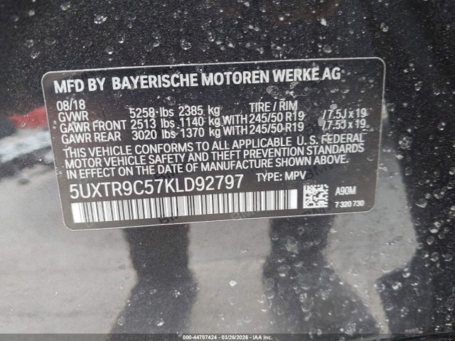 2019 BMW X3 5UXTR9C57KLD92797 Photo 8