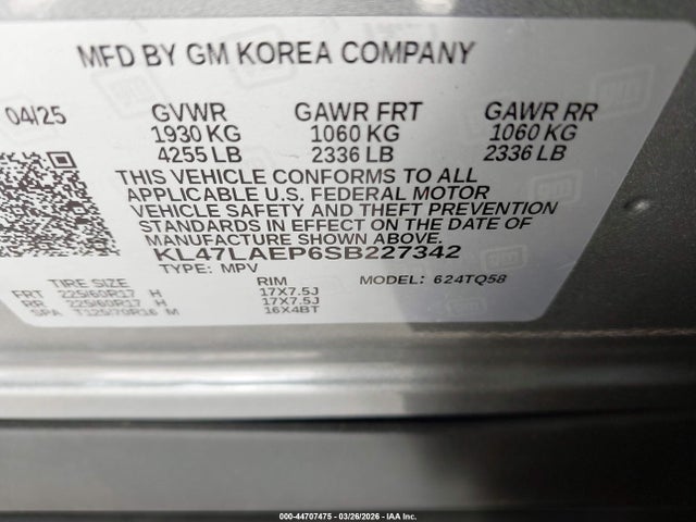 Продаж на аукціоні авто 2025 Buick Envista Preferred Fwd, vin: KL47LAEP6SB227342, номер лоту: 44707475