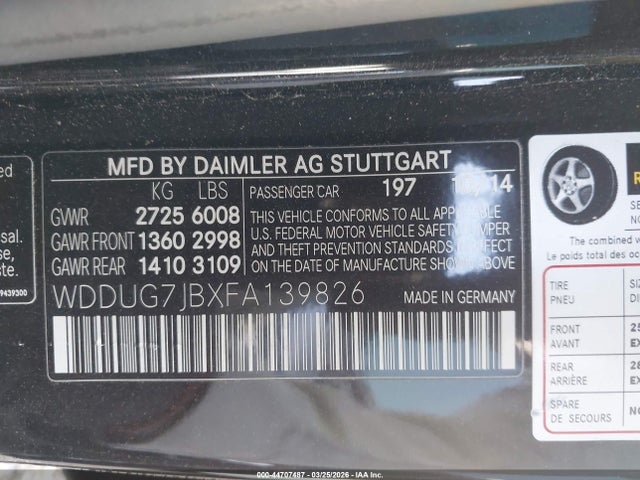 2015 MERCEDES-BENZ S 63 AMG WDDUG7JBXFA139826 Photo 8