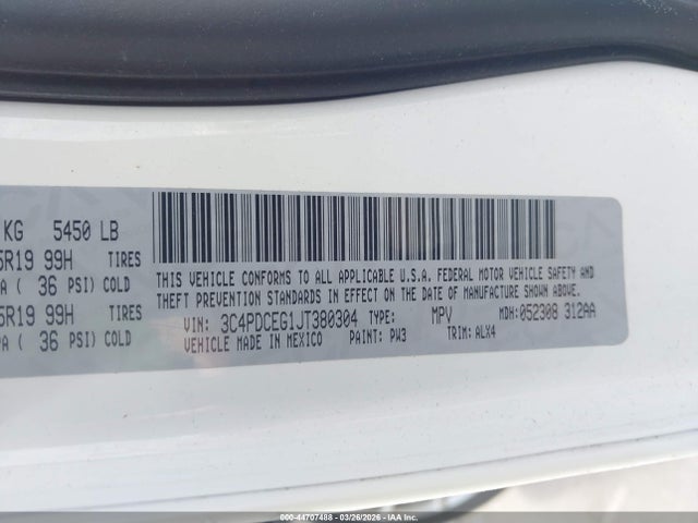 Продаж на аукціоні авто 2018 Dodge Journey Gt, vin: 3C4PDCEG1JT380304, номер лоту: 44707488