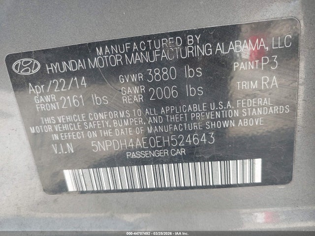 Hyundai ELANTRA SE 2014 5NPDH4AE0EH524643 Image 9