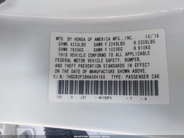 1HGCR2F38HA084169 Honda ACCORD LX