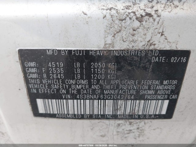 4S3BNAF63G3042764 Subaru Legacy 2.5i Premium