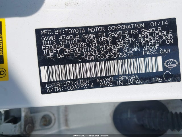 Продажа на аукционе авто 2014 Lexus Es 300h, vin: JTHBW1GG0E2055672, номер лота: 44707527