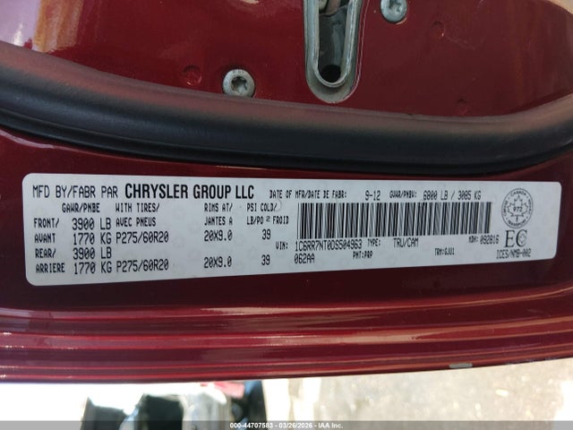 Продажа на аукционе авто 2013 Ram 1500 Laramie, vin: 1C6RR7NT0DS504963, номер лота: 44707583
