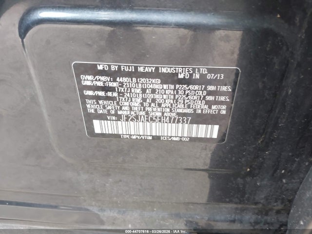 Subaru Forester 2.5i Premium 2014 JF2SJAEC5EH477337 Image 9