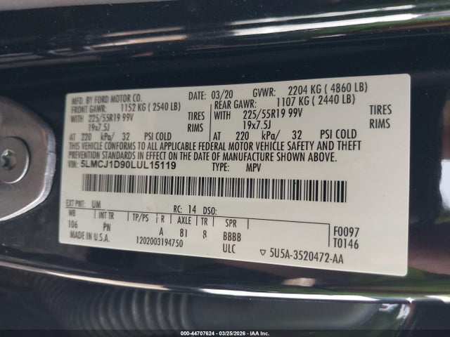 2020 LINCOLN CORSAIR 5LMCJ1D90LUL15119 Photo 8