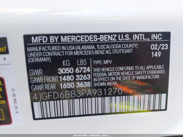 44707690 :رقم المزاد ، 4JGFD6BB3PA931270 vin ، 2023 Mercedes-benz Amg Gle 53 Coupe 4matic مزاد بيع