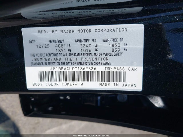 Продажа на аукционе авто 2026 Mazda Mazda3 2.5 S Preferred, vin: JM1BPACL0T1862326, номер лота: 44707692