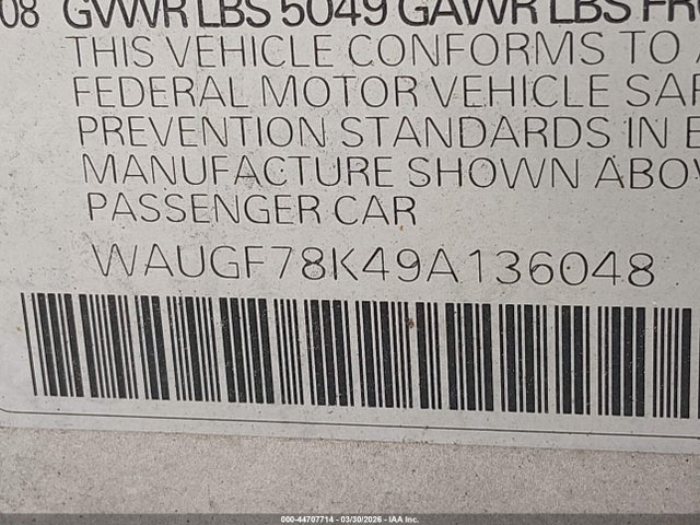 Продажа на аукционе авто 2009 Audi A4 2.0t Avant, vin: WAUGF78K49A136048, номер лота: 44707714