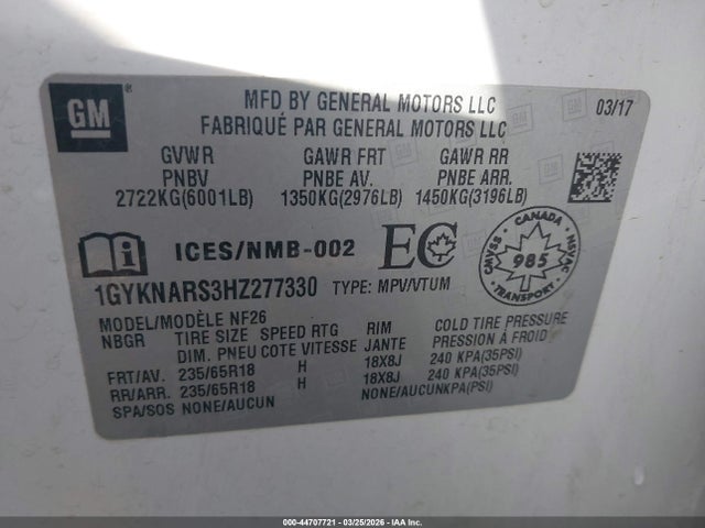1GYKNARS3HZ277330 Cadillac XT5