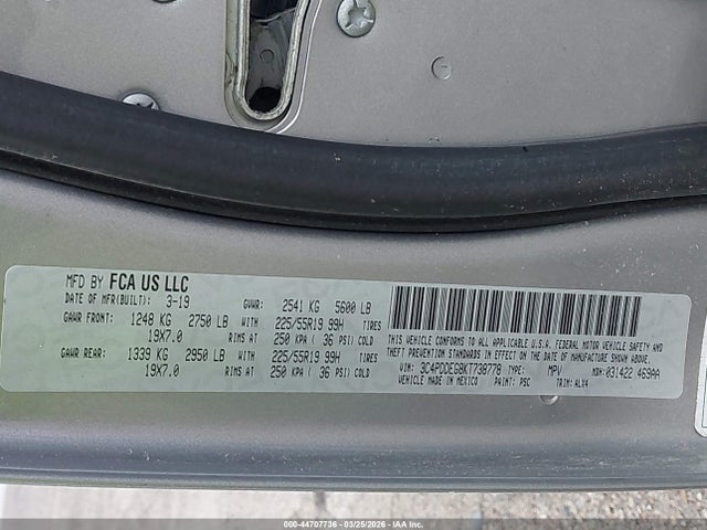 Продажа на аукционе авто 2019 Dodge Journey Gt Awd, vin: 3C4PDDEG8KT738778, номер лота: 44707736