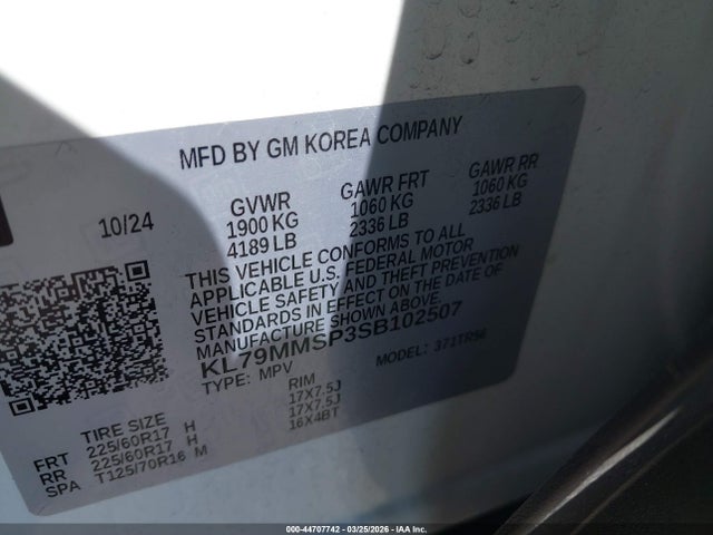 KL79MMSP3SB102507 Chevrolet Trailblazer Fwd Ls