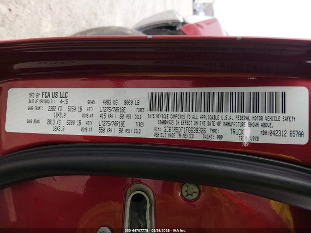 2015 Ram 2500 Slt მანქანა იყიდება აუქციონზე, vin: 3C6TR5DT1FG639326, აუქციონის ნომერი: 44707779