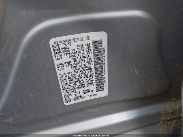 Aukcja sprzedaży 2013 Nissan Rogue Sv W/sl Pkg, vin: JN8AS5MV9DW104012, numer aukcji: 44707813