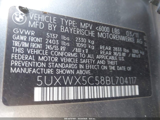 2011 BMW X3 5UXWX5C58BL704117 Photo 8