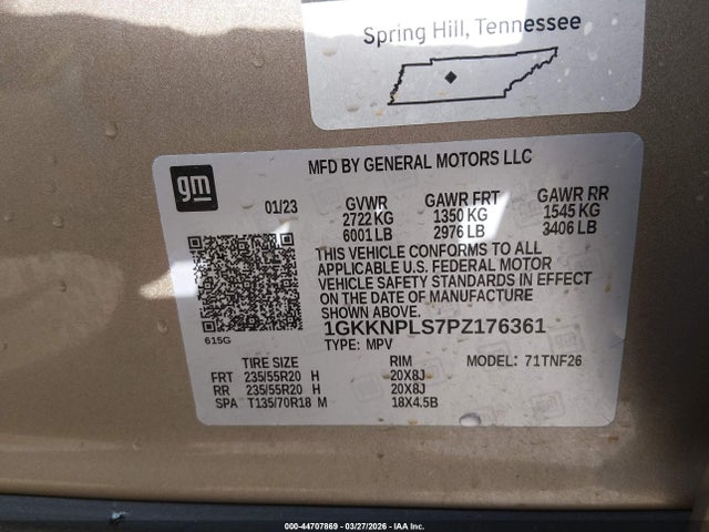 44707869 :رقم المزاد ، 1GKKNPLS7PZ176361 vin ، 2023 Gmc Acadia Fwd Denali مزاد بيع