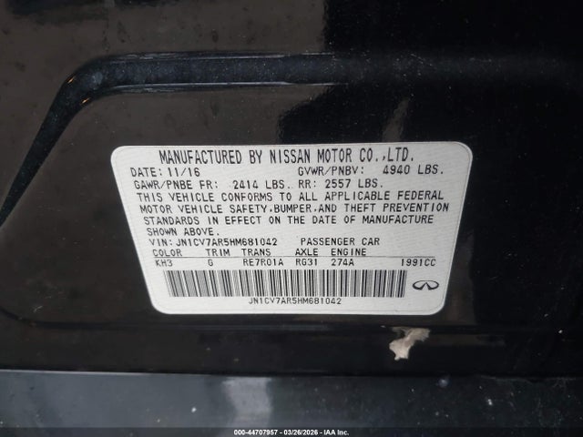 JN1CV7AR5HM681042 Infiniti Q50 2.0t Base