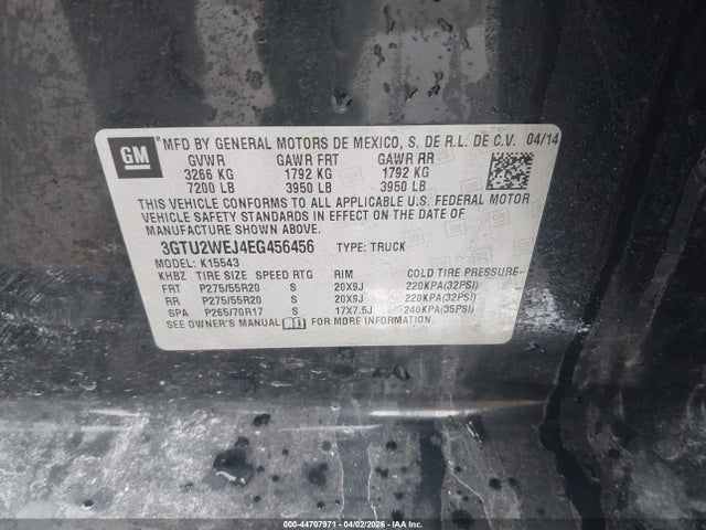 44707971 :رقم المزاد ، 3GTU2WEJ4EG456456 vin ، 2014 Gmc Sierra 1500 Denali مزاد بيع