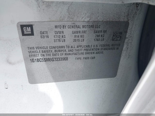 1G1BC5SM6G7233968 Chevrolet Cruze Ls Auto