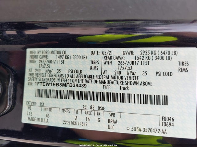 2021 FORD F-150 1FTEW1EB8MFB38439 Photo 8