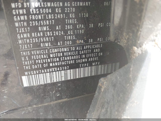 2017 VOLKSWAGEN TIGUAN WVGBV7AX8HK043107 Photo 8