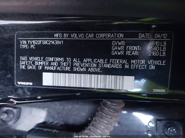 2012 VOLVO S60 YV1622FS8C2143841 Photo 8