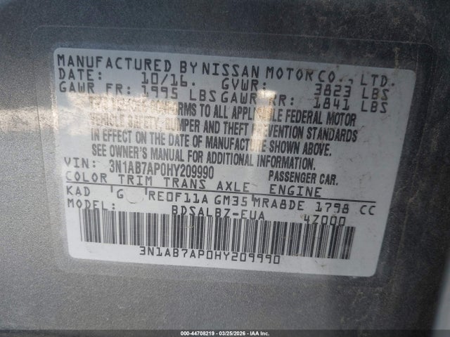 3N1AB7AP0HY209990 Nissan SENTRA S