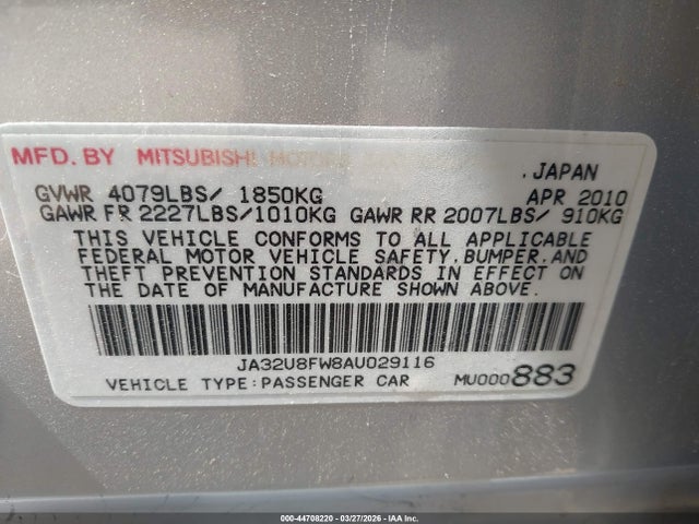2010 MITSUBISHI LANCER JA32U8FW8AU029116 Photo 8