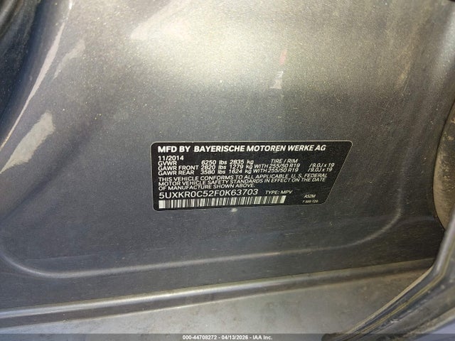 44708272 :رقم المزاد ، 5UXKR0C52F0K63703 vin ، 2015 Bmw X5 Xdrive35i مزاد بيع