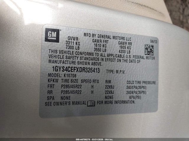 Aukcja sprzedaży 2013 Cadillac Escalade Premium, vin: 1GYS4CEFXDR326413, numer aukcji: 44708278