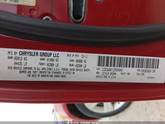 Aukcja sprzedaży 2012 Dodge Caliber Sxt, vin: 1C3CDWDA1CD534942, numer aukcji: 44708309