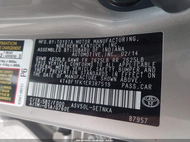 Toyota CAMRY LE 2014 4T4BF1FK1ER387519 Image 9