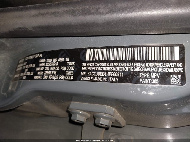 Aukcja sprzedaży 2017 Jeep Renegade Latitude 4x4, vin: ZACCJBBB4HPF60811, numer aukcji: 44708342