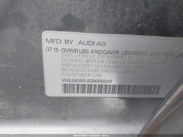 2016 AUDI A4 WAUAFAFL4GN006209 Photo 8