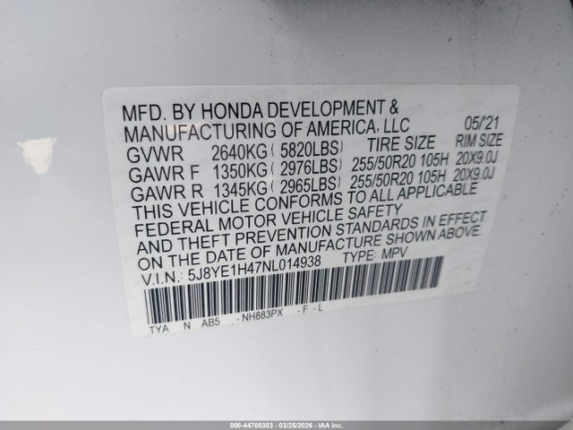 Aukcja sprzedaży 2022 Acura Mdx Technology Package, vin: 5J8YE1H47NL014938, numer aukcji: 44708383