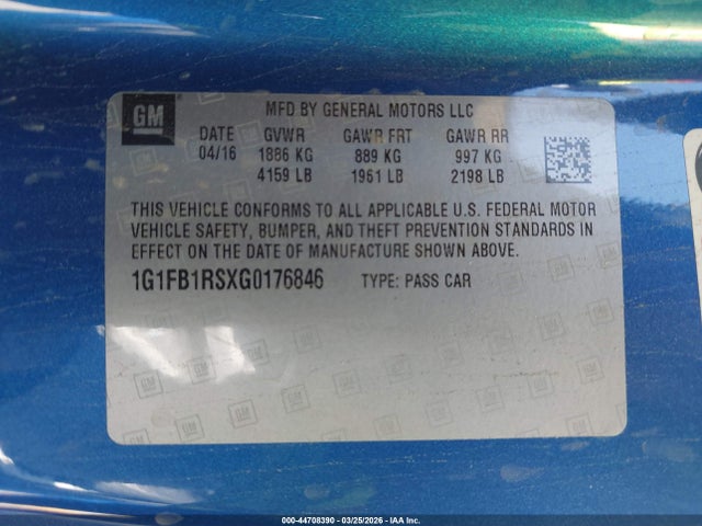 Chevrolet Camaro 1lt 2016 1G1FB1RSXG0176846 Image 9