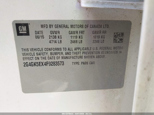 Продаж на аукціоні авто 2015 Buick Regal Turbo, vin: 2G4GK5EX4F9283573, номер лоту: 44708423