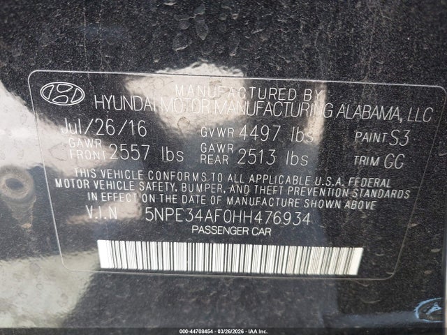 5NPE34AF0HH476934 Hyundai Sonata Sport